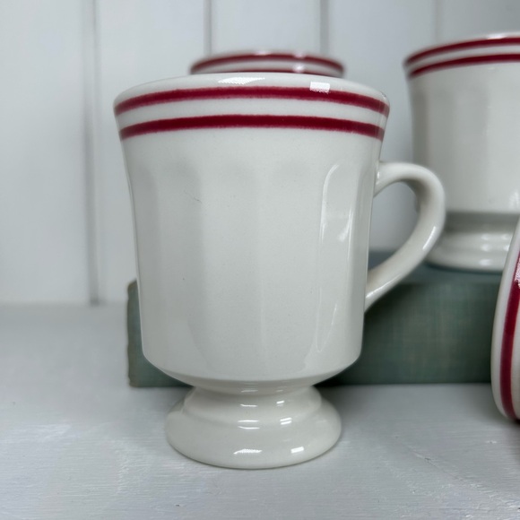 COPY - 4 Syracuse China Pedestal Mugs with Red Bands - Vintage Restaurant Ware … - Picture 6 of 10